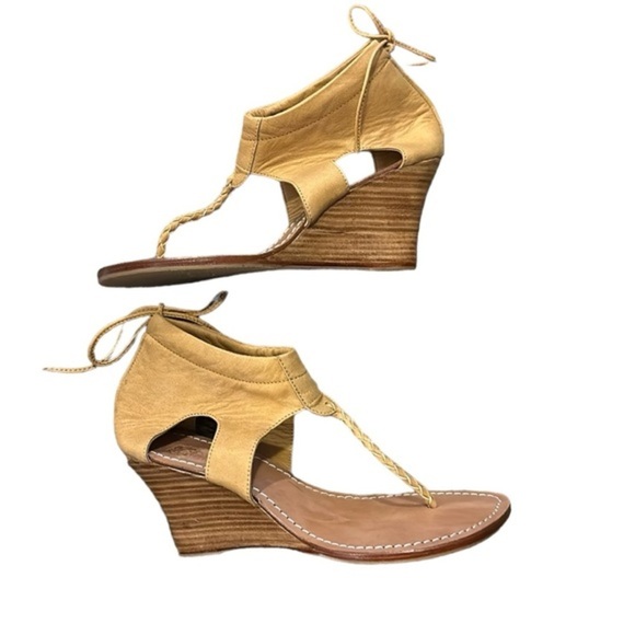 Elf Stockholm Leather Wedge Sandals 9 New - Picture 1 of 3